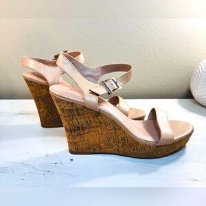 Charles by Charles David Lindy Cork Wedge Sandals, Nude Color, Size 12M, NEW